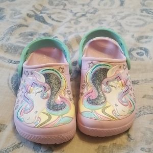 Little girls Size 10 Unicorn and MLP crocs